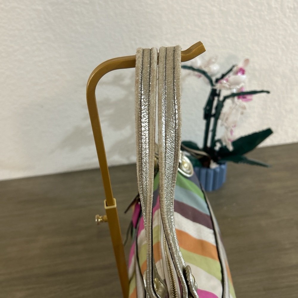 COACH 19021 POPPY LEGACY STRIPE GLAM TOTE Shoulder Bag Sequins Multicolor - Picture 4 of 8